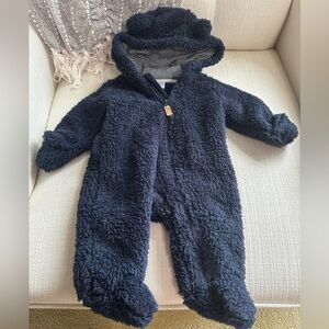 Carters outdoor onesie with bear ears on hood.